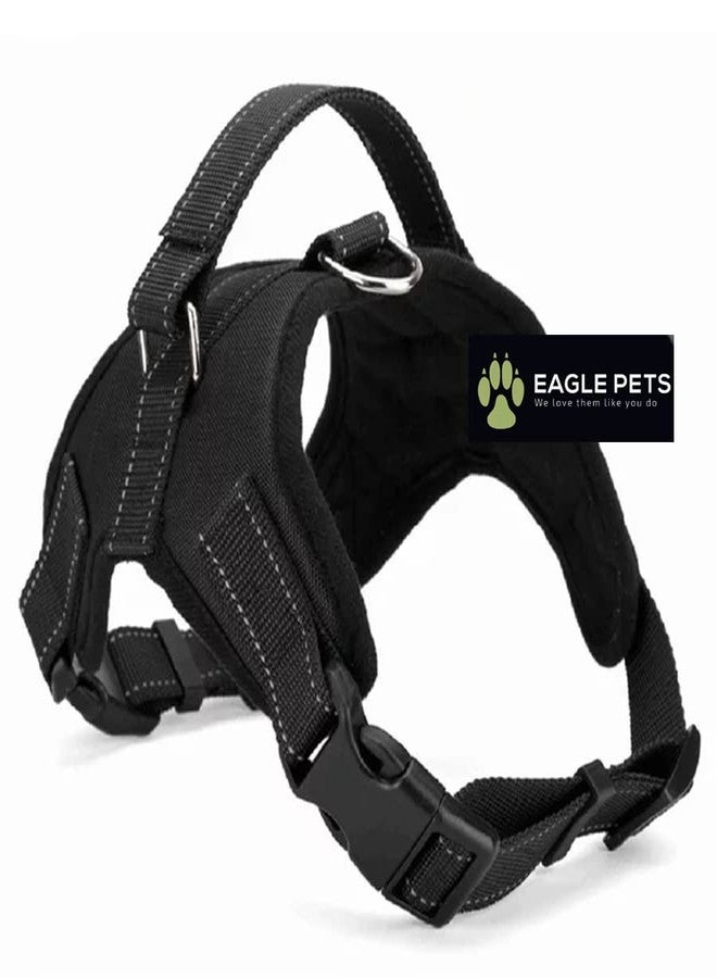 Eagle Pets No- Pull Dog Harness, Adjustable Reflective Harness for Dogs,Easy Control Handle, No Choke. Best for 14-28kg Dogs. (Black, Large) - Image 1